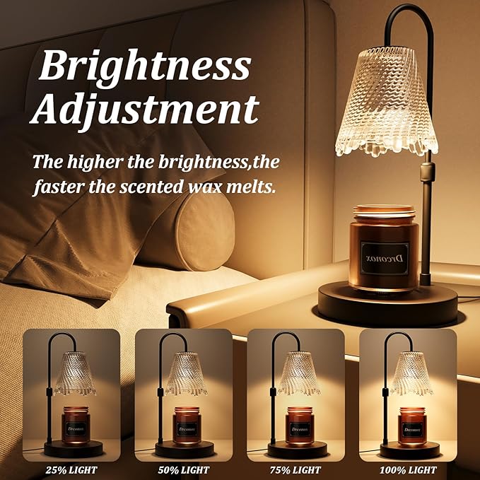 Candle Warmer Lamp with Timer, Adjustable Brightness & Height – Wax Melt Warmer for Jar Candles, Birthday Gifts for Women, Mom Day Gifts, Housewarming Gift Home Decor with 2 Bulbs