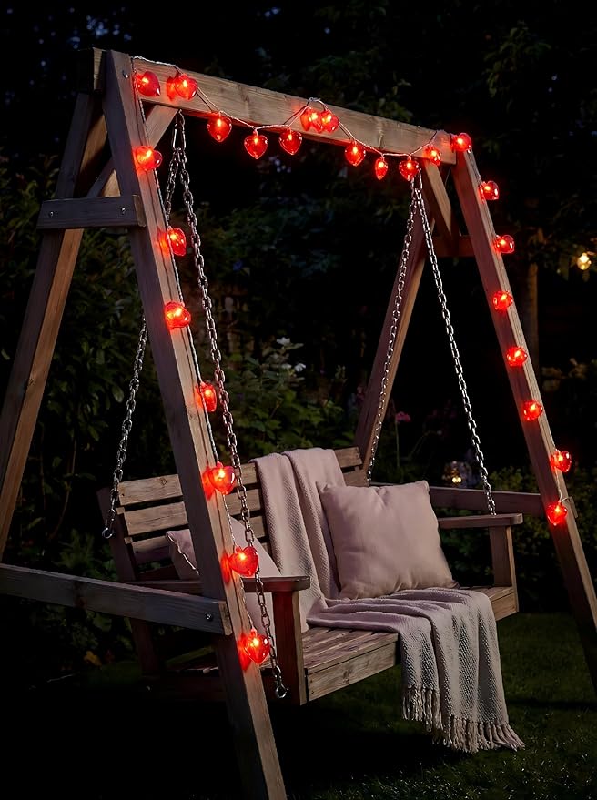 Valentines Day Decorations Lights, 8.5FT 10 LED Red Heart String Lights Plug in, Connectable Valentine's Day Fairy Lights for Wedding Indoor Room Outdoor Holiday Party Christmas Gift Valentine's Day