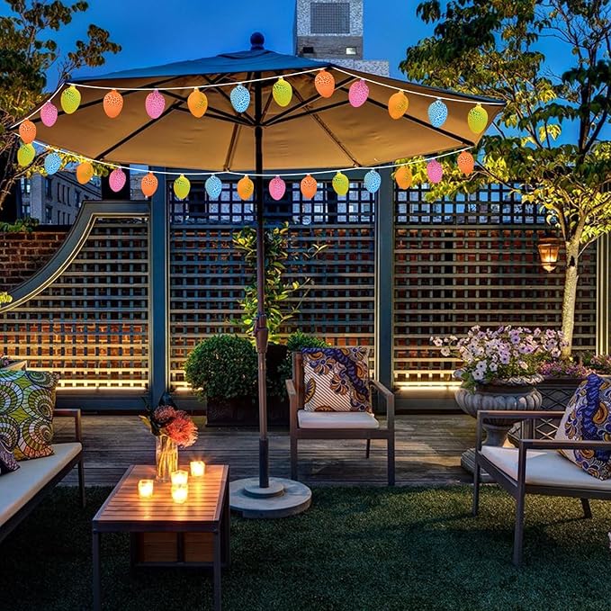 Egg Easter Lights Decorations, 10 Lights 8.5FT Multi Color Lights White Wire Pastel String Lights for Easter Decorations Outdoor Indoor, Plug in