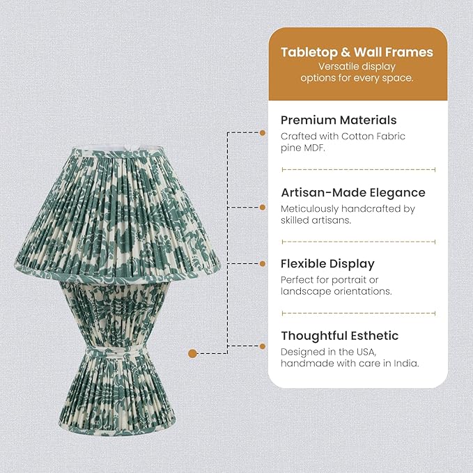Handicrafts Home Handcrafted Cotton Fabric Table Lamp, 13x19” Modern Farmhouse Accent Table Lamp, Decorative Dome Bedside Nightstand Lamp for Bedroom Living Room, Small Sculptural Desk Light, Verde