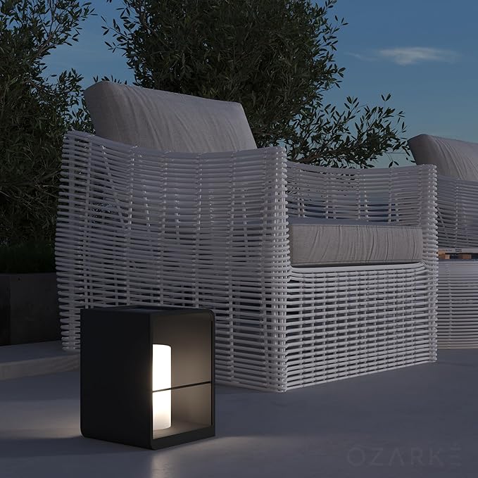 Ozarke Solar Lumina Pillar Lamp - Portable Rechargeable Lantern Outdoor Water Resistant Lights with Remote Control for Garden, Patio, Yard, Porch, Pathway Decorative Light, Warm 3000K