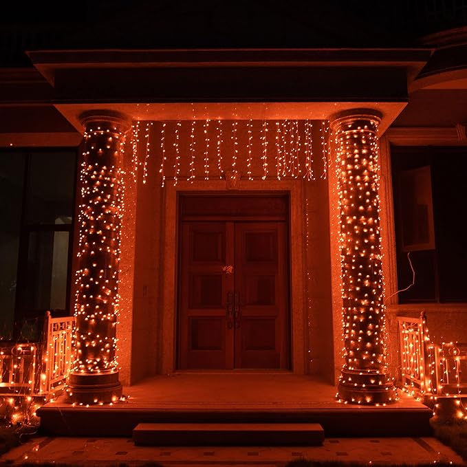 TW SHINE Orange Halloween Lights, 2 Pack 20FT 100 Count Incandescent Mini String Lights, Waterproof Halloween Decorations for Outdoor Indoor Patio Home Party Garden Yard Decor