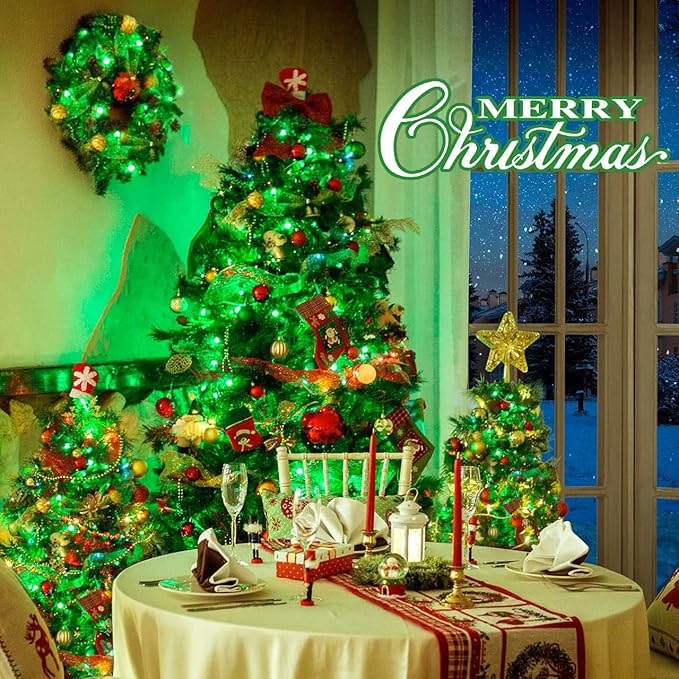JMEXSUSS 500 LED Green Christmas Lights Indoor Outdoor, 8 Modes 163 FT Green String Lights Plug-in Clear Wire, Remote Control Christmas Tree Light for Xmas Tree Party Halloween