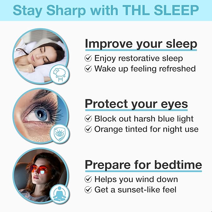 Orange Blue Light Blocking Glasses for Better Sleep - Premium Stainless Amber Orange Computer Migraine Glasses for Women & Men - Amber fl 41 Gaming Blue Light Blockers for Eye Strain & Fatigue