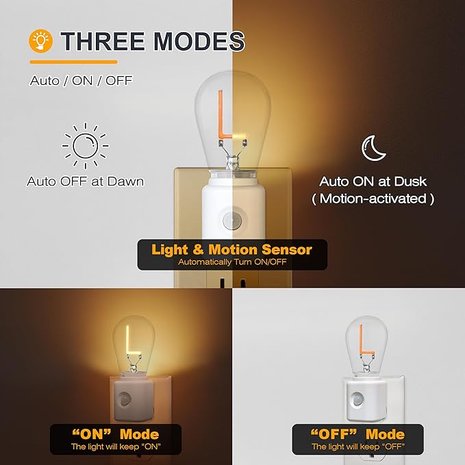 LED Night Light Plug in, Motion Sensor Night Light with Adjustable Brightness 3 Lighting Mode AUTO/ON/Off for Child, Bedroom, Hallway, L-Type, 1-Pack