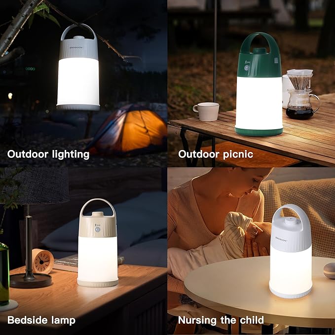 Motion Sensor LED Night Light - Cordless Battery Powered Table Lamp, Portable Lamps Lantern for Outdoor Camping Tents, 4 Brightness Level, Press Dimmable Safe Night Lights,1 Pack (Apricot)