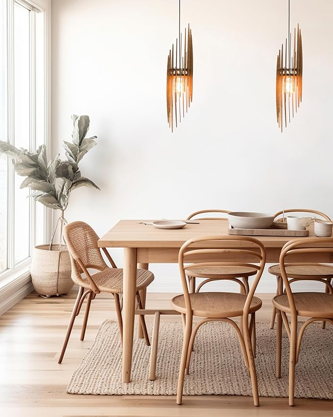 Stalactite Wood Pendant Light | Mid Century Modern Chandelier | Hanging Lamp | Wood Chandelier Lighting | Modern Light Fixture | Modern Pendant Light