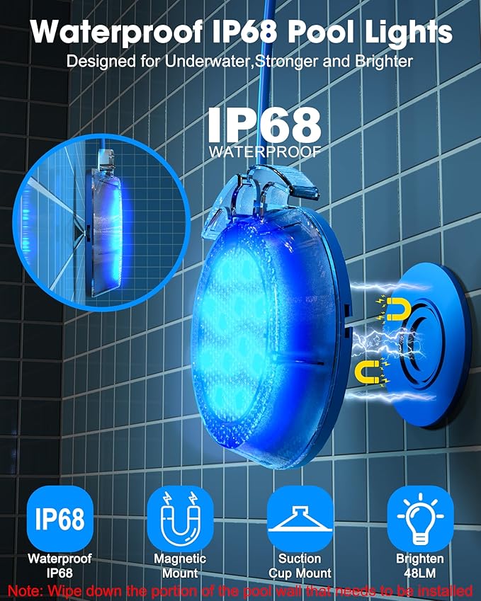 Solar Pool Lights,Underwater IP68 Pool Lights with 8-Color Changing and 9 Modes,Solar Powered LED Swimming Light with Remote Control for Above Ground Pools/Inground Pools-4 Pack-Black