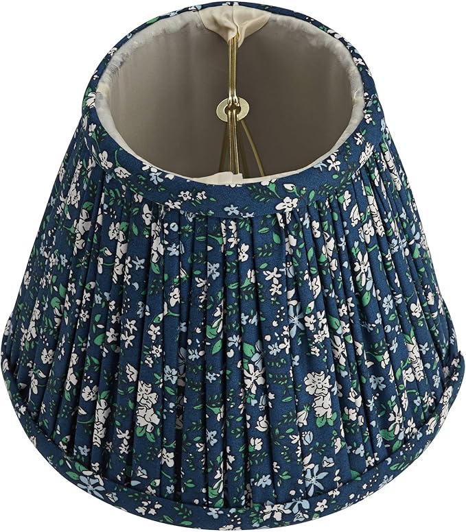 Springcrest Nelle Blue and Green Floral Cottage Core Pleated Shade 3.5x6x5 (Clip-On) - Springcrest