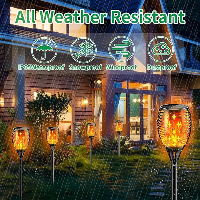 YoungPower 43'' Large Solar Torch Light Flickering Flames, Waterproof Outdoor Decoration Light for Yard Driveway, 6 Pack