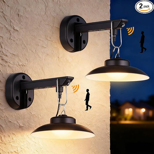 200lm Solar Barn Lights Outdoor with 3 Lighting Modes & Motion Sensor, No Wiring Needed, Solar Wall Lights Outdoor Waterproof, Farmhouse Exterior Wall Sconce, Outdoor Light Fixtures for Garage(2 Pack)