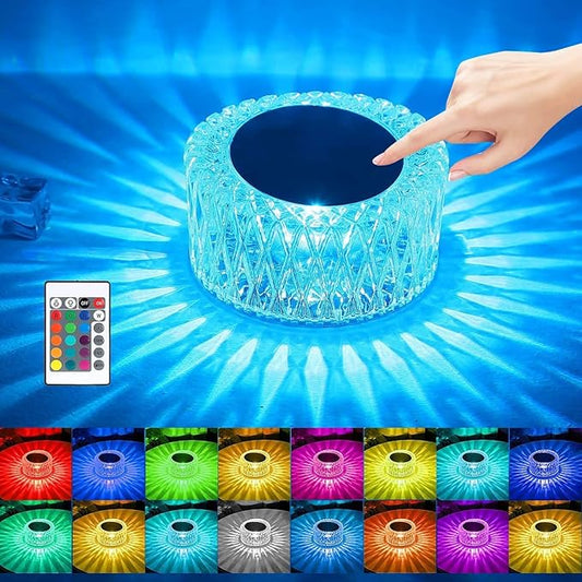 Crystal Lamp, Crystal Table Lamp Rose Crystal Lamp USB Diamond Table Lamp 16 Color Changing Touch Crystal Lamp (A)