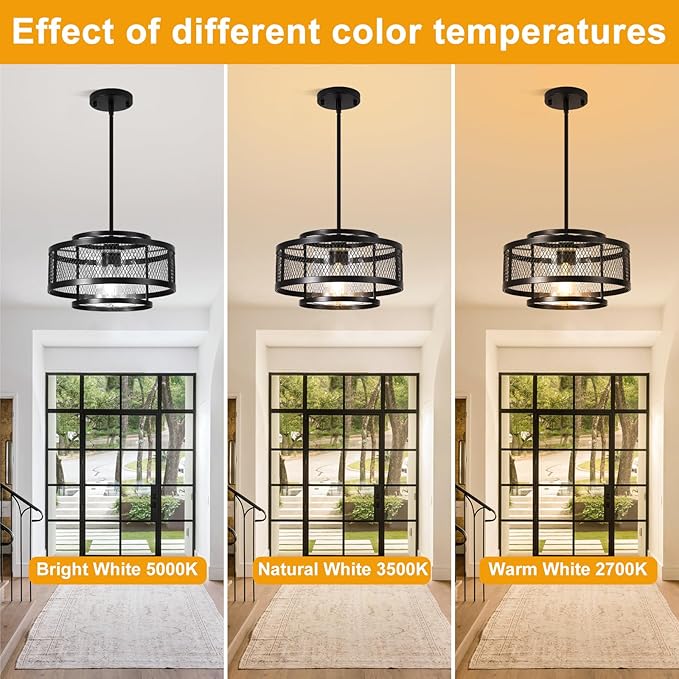 13" Modern Pendant Lights Kitchen Island, Matte Black Pendant Light Fixtures with Clear Glass Shade, Industrial Farmhouse Hanging Pendant Lights for Kitchen Island Dining Room Bedroom Hallway Entryway
