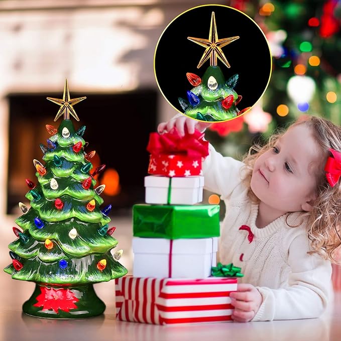 WILLBOND 30 Pieces Ceramic Christmas Tree Replacement Lights Ornaments Ceramic Christmas Stars Tree Topper Plastic Star Replacement Light Decorations, 3 Colors