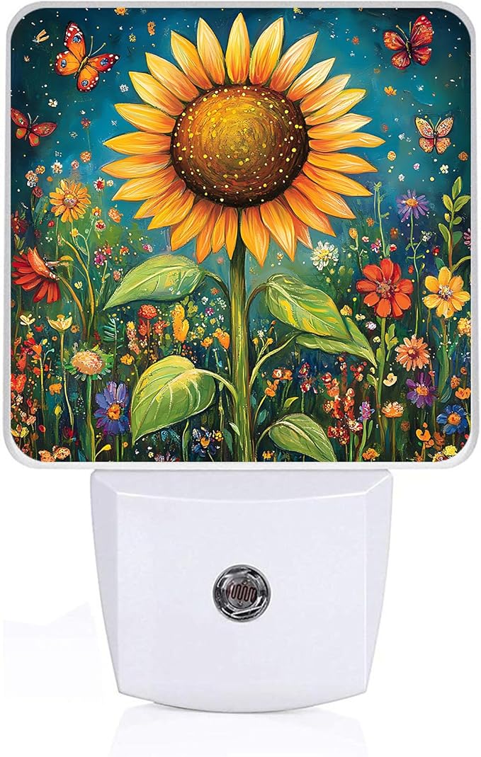 Sunflower Night Light,Butterfly Night Lights Plug into Wall,Led Lamp for Stairway/Hallway/Bedroom 0.5W Nightlight Sleep Friendly