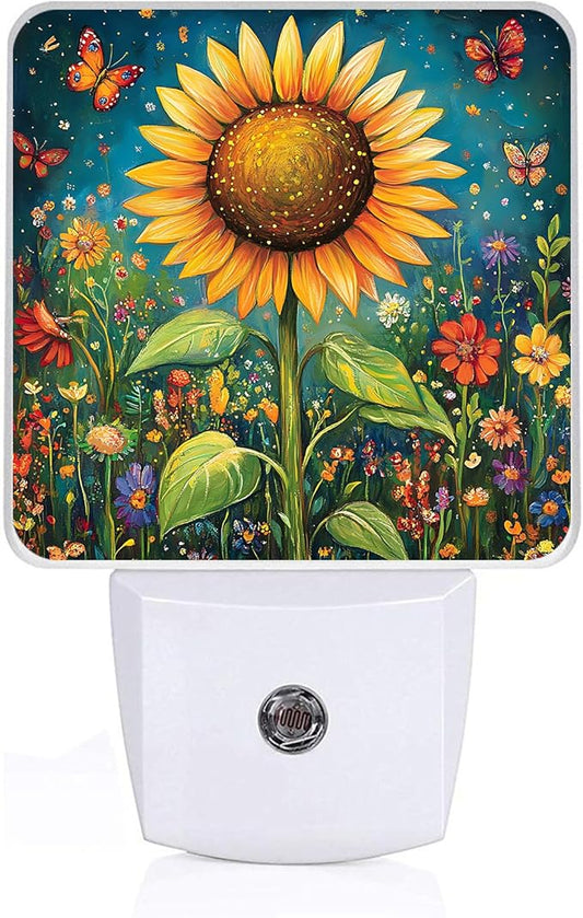 Sunflower Night Light,Butterfly Night Lights Plug into Wall,Led Lamp for Stairway/Hallway/Bedroom 0.5W Nightlight Sleep Friendly