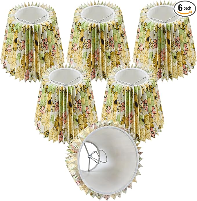 Small pleated lampshade chandelier shades set of 6. Lampshade for Wall Lamp.chandelier shades.small table lamps.For Cutting Edge bulbs.light bulb shade.chandelier light covers.4" X 5" X 6"