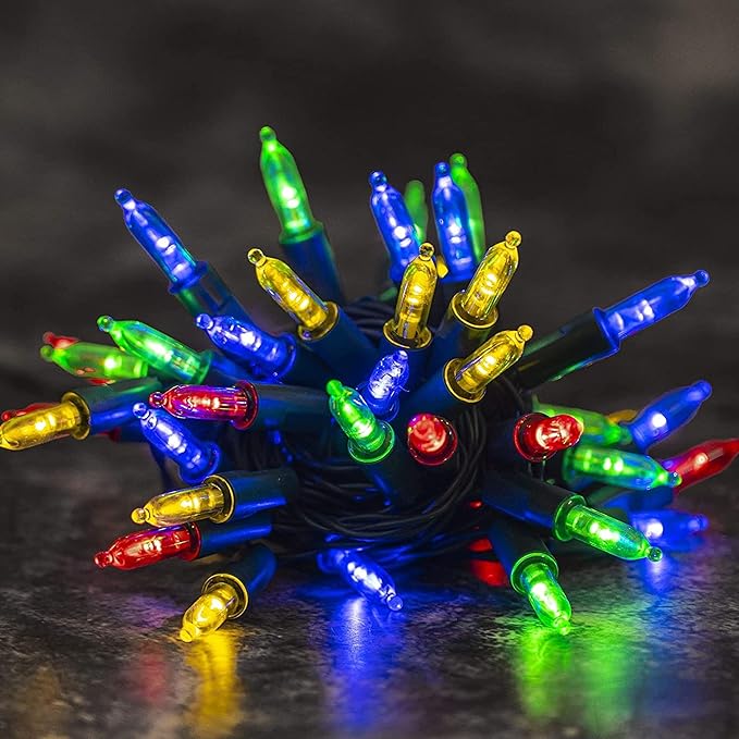 Dazzle Bright Battery Operated Christmas Lights, 2 Pack Total 32Feet 100LED Clear Mini String Lights Waterproof with 8 Modes for Xmas Indoor Outdoor Yard Holiday Wedding Decorations (Multi Color)