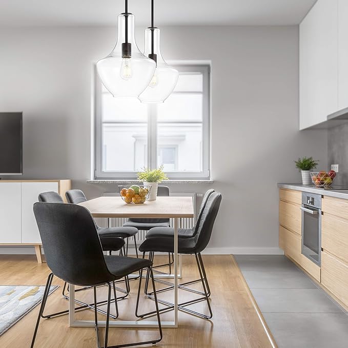 JONATHAN Y JYL6400B Watts 10.5" Glass/Metal LED Pendant Farmhouse Contemporary Dimmable Dining Room Living Room Kitchen Foyer Bedroom Hallway, Oil Rubbed Bronze/Clear