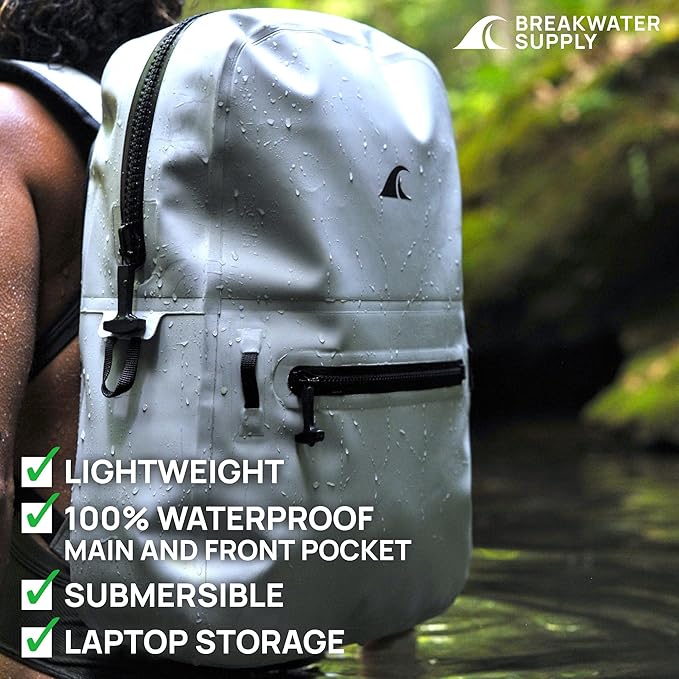 Breakwater Supply™ Waterproof IP68 Submersible Backpack with Airtight Zippers | Laptop Travel Outdoors | Fogland 25L 20L 15L | 100% Waterproof, Submersible, Airtight Zippers, Travel Outdoors