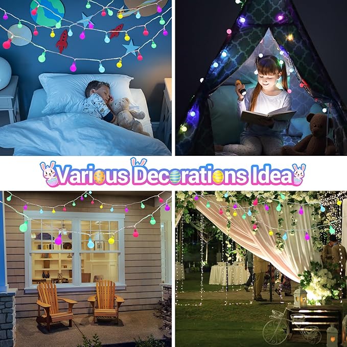 LYHOPE Easter Pastel Light, 19.3ft 60 LED Globe Decoration Lights, Battery Powered Pastel String Lights for Easter, Party, Fireplace, Mantels, Entrance, Tree, Home Decor, Clear Wire, Indoor Decor