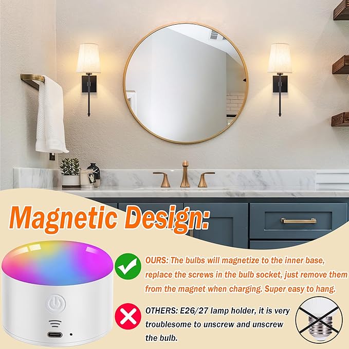 Battery Operated Wall Sconce Light Set Of Two, Battery Operated Sconces Wall Lighting Indoor Wireless Wall Sconce With Remote Control, Dimmable Battery Wall Lamp With 3CCT Bulb For Bedroom Living Room
