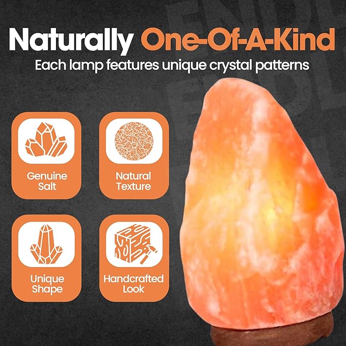 Himalayan Salt Lamp – Natural Pink Salt Rock Lamp, Crystal Night Light for Bedroom, Home & Office, Air Purifier, Relaxation & Home Decor