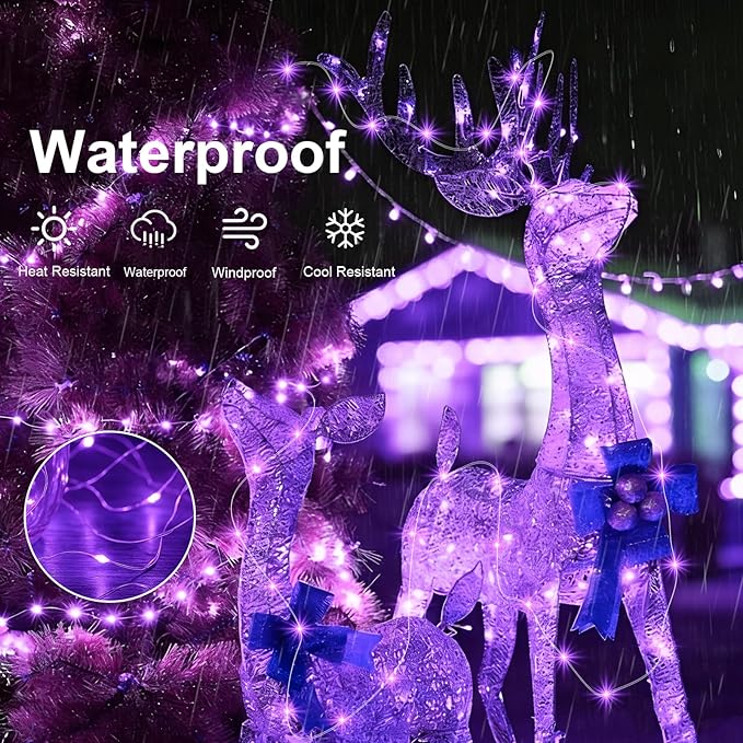 AIKEI 6 Pack LED Fairy Lights with Timer Battery Operated, Mini String Lights with Remote Waterproof 7ft 20 Led Firefly Starry Lighting for Wedding Party Bedroom Garden Christmas Decoration Purple