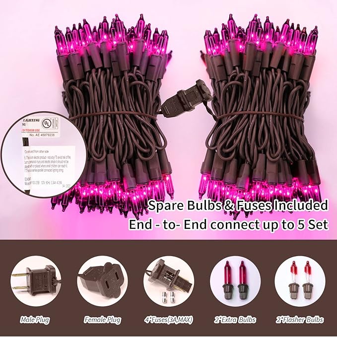 LAMPHOME Purple Christmas Lights Indoor Outdoor,19.6ft 100count Purple Lights for Christmas Tree, Deep-Violet String Lights Plug in for Christmas Bedroom Garden Party Xmas Decorations