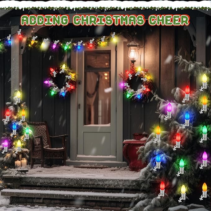 35 Pack C7 LED Christmas Lights Replacement Bulbs, 0.6W Vintage Multicolor Ceramic LED Bulbs for Outdoor Indoor String Lights, E12 Candelabra Base, Waterproof
