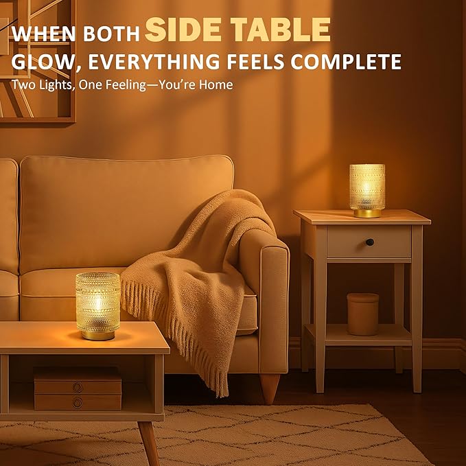 2 Pack Battery Operated Decorative Lamp with Timer for Bedside,Small Cordless Table Lamps with LED Warm Bulb for Shelf/Coffee Table/Entryway/ Bathroom or Kitchen Counter/ Dorm/Office Cubicle(Clear)