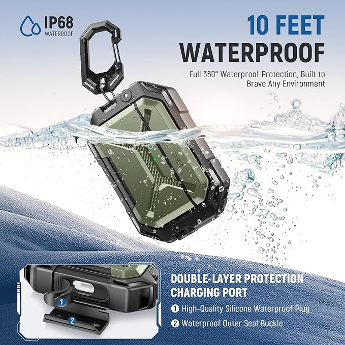 MOBOSI for AirPods Pro 3 Case [IP68 Waterproof Case for iPods Pro 3&Compatible with MagSafe] Military Grade Protective Earpods Pro3 Cover with Secure Lock, Keychain & Phone Stand (2025),Green