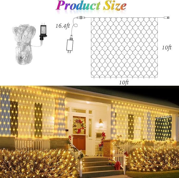 Lovelite 10ft x 10ft Net Lights Outdoor, 240LED 35 Colors Changing Gazebo Net Lights Clear Wire, Connectable Red White Blue Fairy Light for 4th of July Patio Pergolas Wedding Summer Party Decor