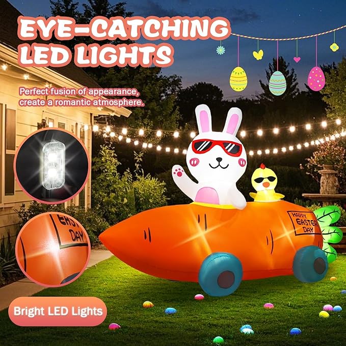 Valentines Day Inflatables Outdoor Decorations Love Blow Up Yard Décor Sweet Romantic Cute LED Lights for Indoor Outside Wedding Holiday Party Garden Lawn (Easter Bunny)