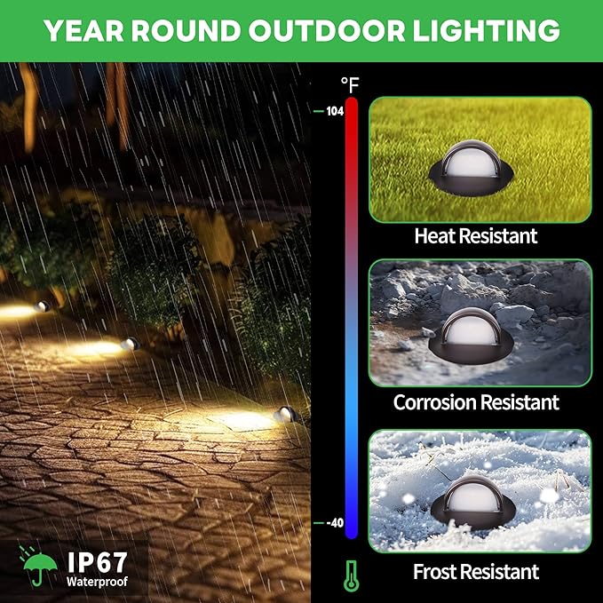Low Voltage 3000K LED Well Lights, 10 Pack 6W 420LM 12V In-Ground Landscape Lights, IP67 Waterproof Aluminum Oil-Rubbed Bronze, 4" Directional Lighting for Path, Yard