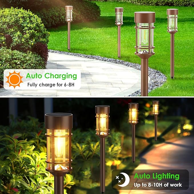 Mancra 8 Pack Solar Outdoor Lights, Bright Up to 10 Hrs Solar Lights Outdoor Waterproof Garden Decor for Patio Lawn Yard and Landscape