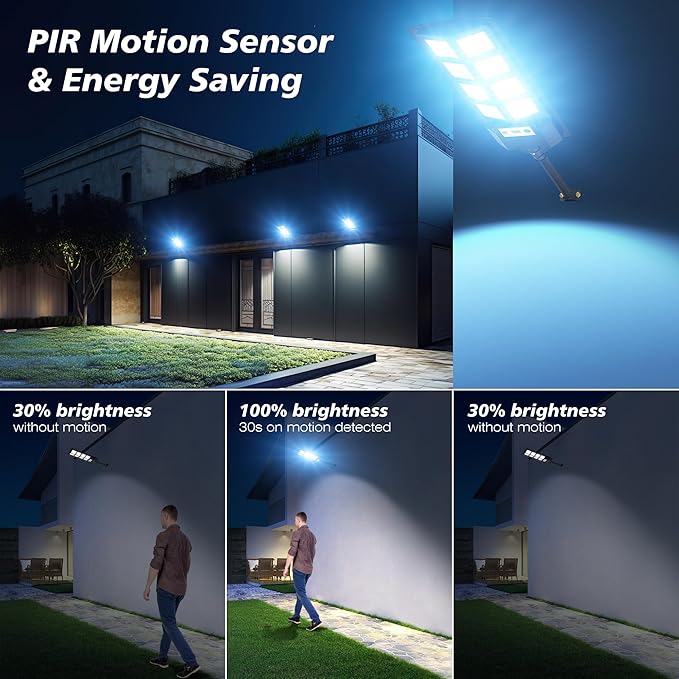 Solar Lights Outdoor, 6000K LED Solar Lights Outdoor Waterproof, Solar Flood Lights Outdoor with Motion Sensor and Remote Control, Solar Street Light Dusk to Dawn 4-Pack