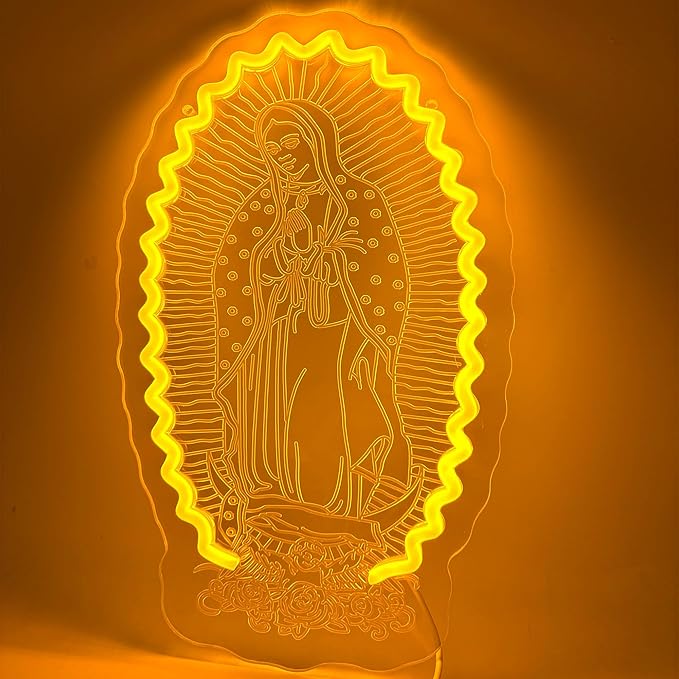 Mary Virgin of Guadalupe Neon Sign Our Lady of Guadalupe Led Light Up Sign For Prayer Room Wall Decor Gifts