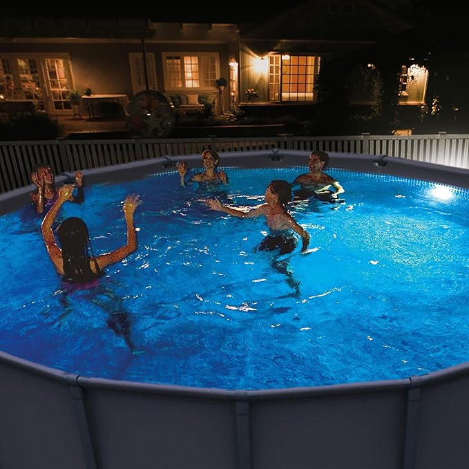 Intex Underwater LED Magnetic Above Ground Wall Pool Light with Magnetic Transmitter and 4 Options, Multicolor/White