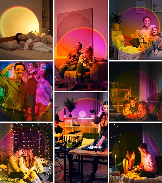 Sunset Lamp Projector,360° Rotatable & App Control Multicolor Multi-Scene Changing Rainbow Led Sun Lamp-Christmas Gift,Aesthetic Room Decor for Selfies,TikTok/Instagram Backdrop,Bedroom Night Light