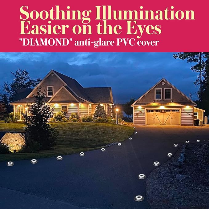 Solar Ground Light 8 Packs, Upgraded 16-LEDs Solar Outdoor Light for Patio, Mower-Friendly Withstand 200lbs Solar Powered Lights, IP66 Waterproof & Reusable Spike, Cool White