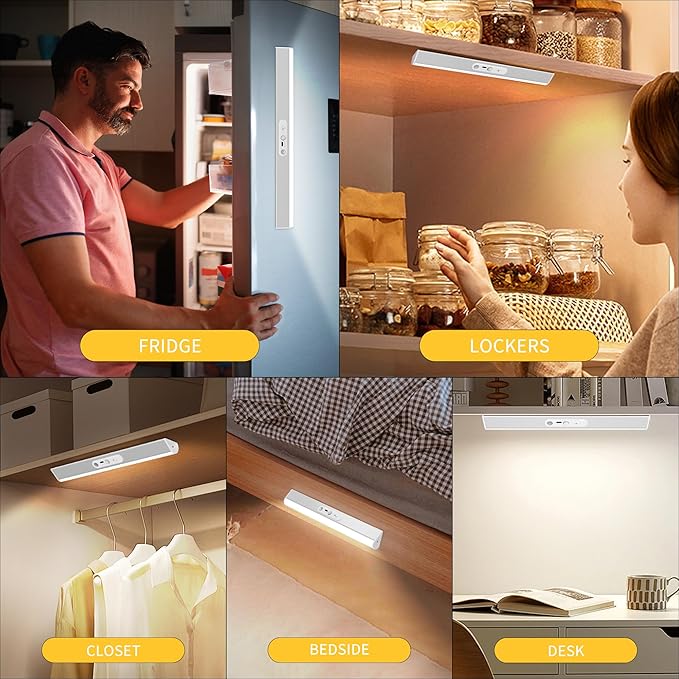 Closet Lights Motion Sensored with Eye-Protection Design, Rechargeable LED Wardrobe Lighting with Remote and Magnetic,120 LED 4000 mAh Cabinet Light Battery Operated for Pantry Wardrobe, 24inch