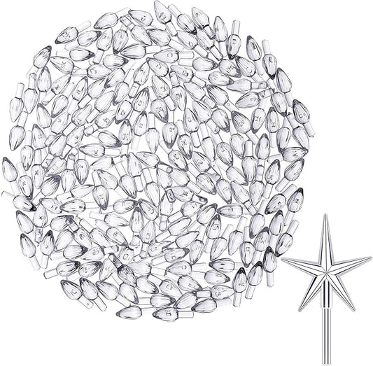 201 Pieces Plastic Ceramic Christmas Tree Lights Replacement Tree Bulbs for Christmas Ornaments, Light and Star Shape