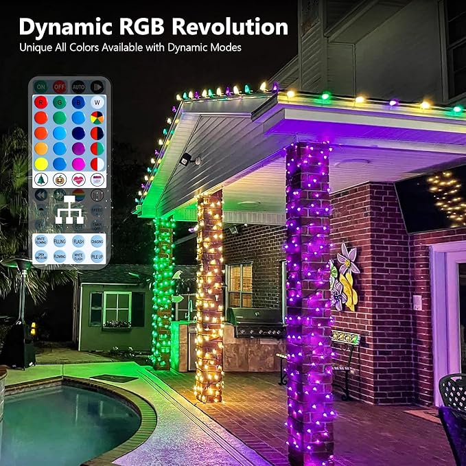 BrizLabs RGB Color Changing String Lights, 33FT 100 LED Pastel Easter Lights with Remote, Dimmable Red White Blue July 4th Light String, USB Mini Christmas Light for Indoor Xmas Halloween Party Tree