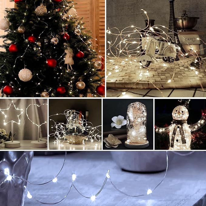 ZGWJ Fairy Lights Battery Operated, 12 Pack White 20 LED 7ft Mini Stirng Lights Waterproof 3 Lighting Modes for Bedroom Decor, Easter, Halloween, Christmas, Party Indoor and Outdoor Decoration