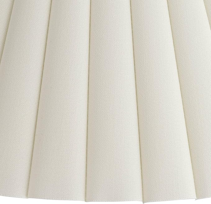 Set of 2 Box Pleat Empire Lamp Shades Antique White Large 6.75" Top x 20.75" Bottom x 10.75" High x 12.5" Slant Spider with Replacement Harp and Finial Fitting - Springcrest