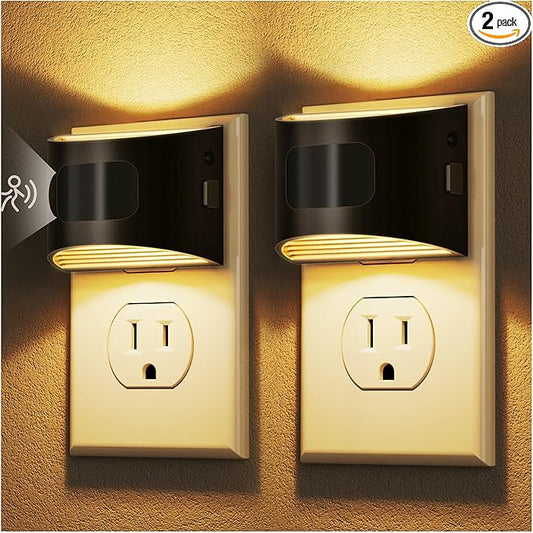 DORESshop LED Night Light[2 Pack], Night Lights Plug into Wall, 3 Mode Plug in Night Light with Motion Sensor, Dusk to Dawn Sensor, Nightlights for Adults, Bedroom, Bathroom, Hallway