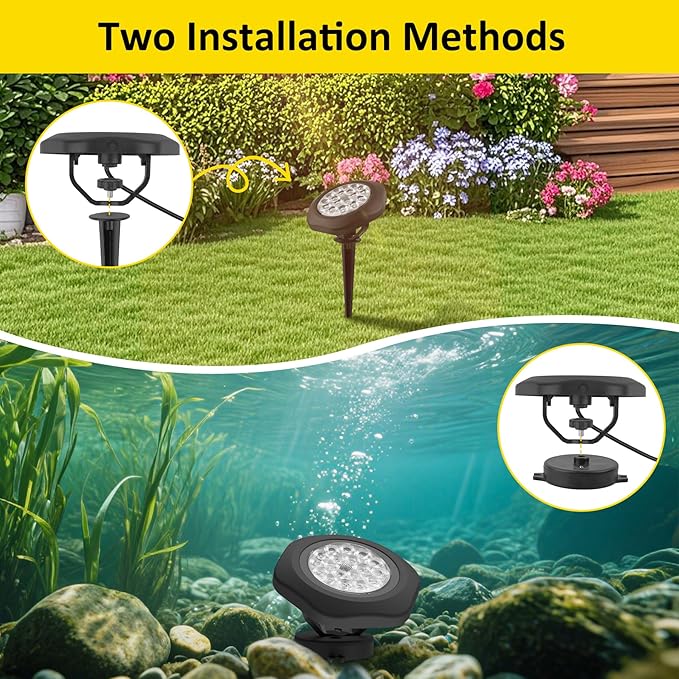 T-SUN Submersible RGB LED Pond Lights – IP68 Waterproof Fountain Lights with Bluetooth App & Remote, 16 Million Colors Underwater Lighting for Koi Ponds/Garden Water Features Aquarium (10-Pack)