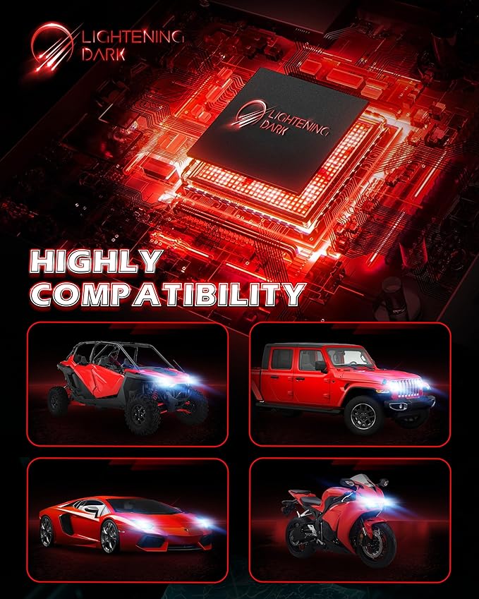 H7 Bulbs, No Adapter Required 400% Brightness 6500K Xenon White Fanless Non-Polarity Plug and Play Fog Bulb (Pack of 2)