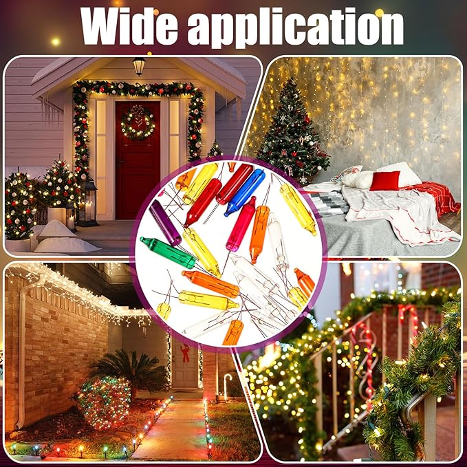 Mudder 500 Pcs Christmas Tree Replacement Light Bulbs 2.5v Christmas Light Bulbs Incandescent Xmas Decorative Replacement String Lights Outdoor Indoor(Multicolored)